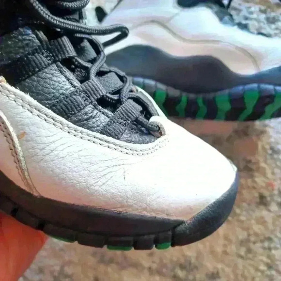 Nike Air Jordan 10 White Ans Green Retro Seattle Shoe 5.5Y 7W - Picture 5 of 16